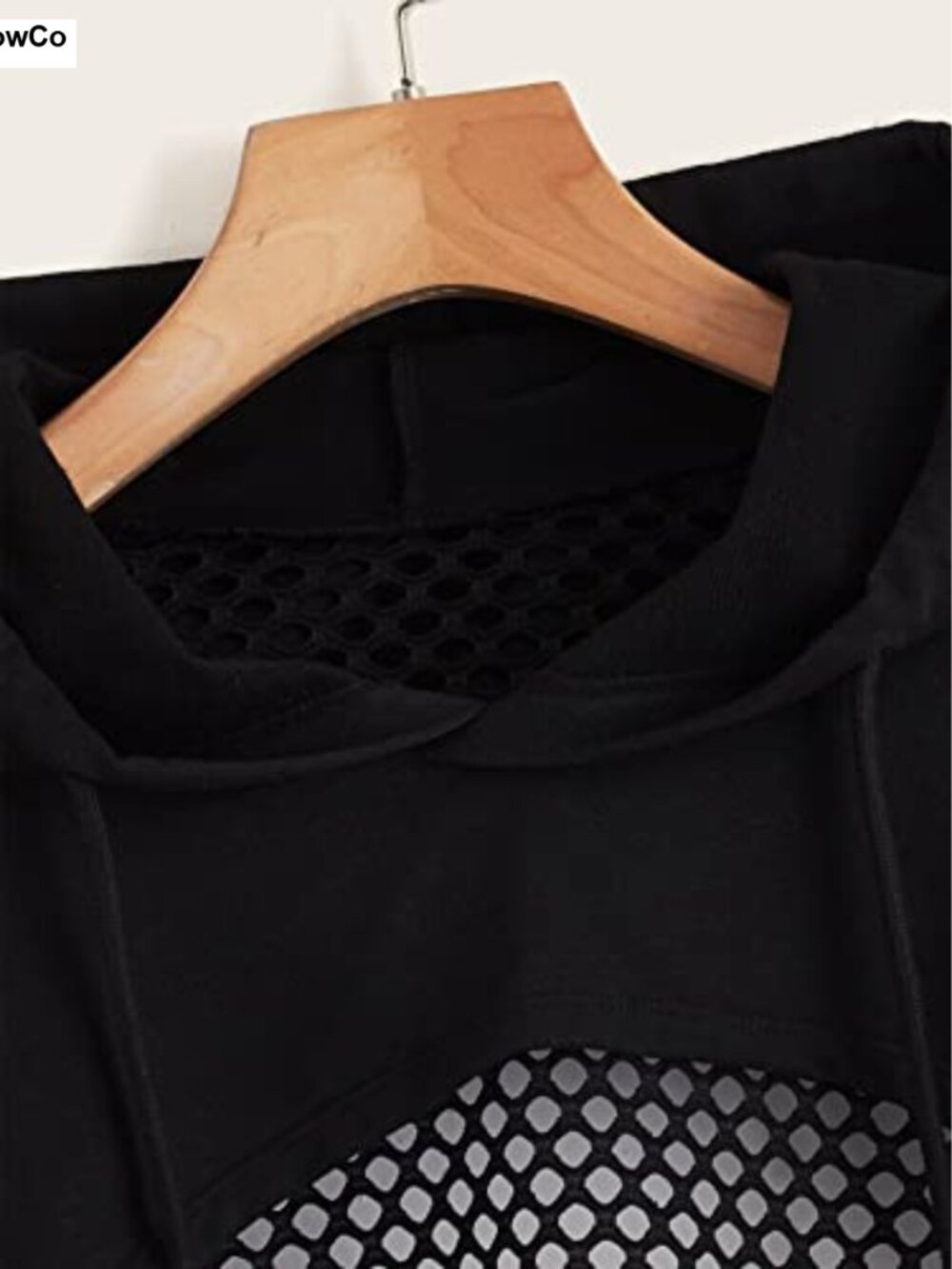 Cropped Hoodie Pullover Soft Polyester Drop Shoulder - Picture 4 of 5